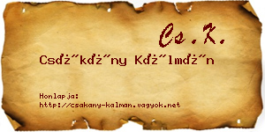 Csákány Kálmán névjegykártya